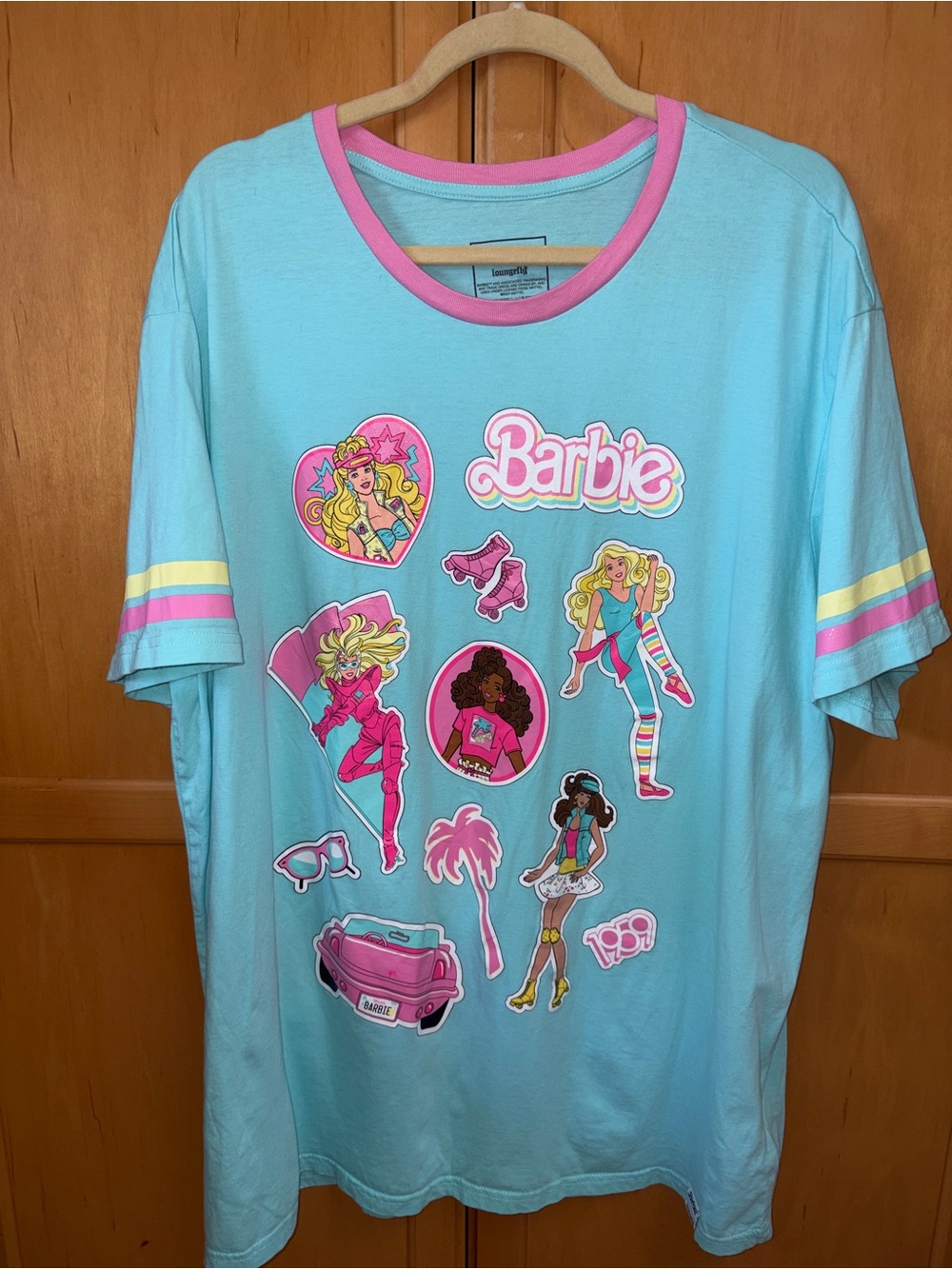 Loungefly Barbie 65th Anniversary Retro Sticker Ringer Tee 3XL Y2K Nostalgia